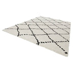 High-pile floor rug - Allure Stripe Cream/black