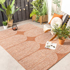 Modern Outdoor Rug - Porto Curves Terracotta