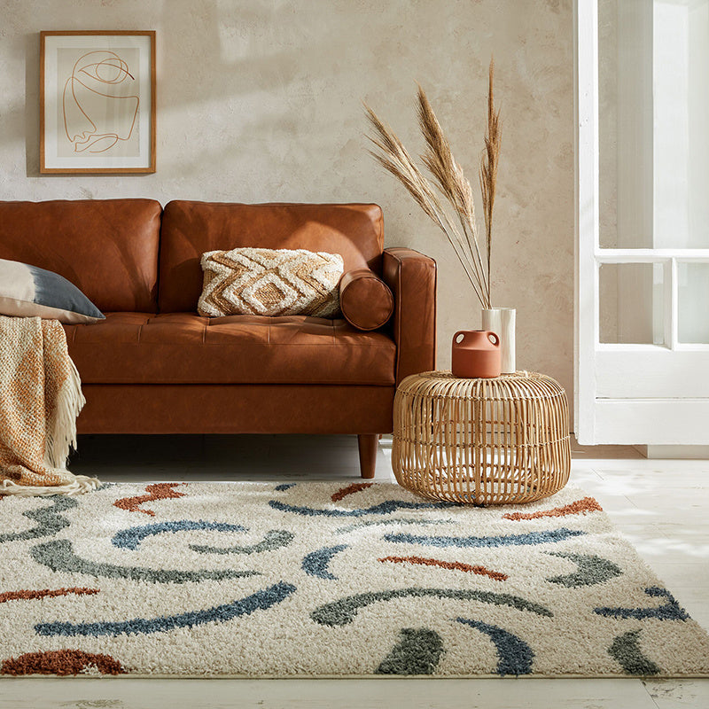 High-pile floor rug - Alano Squiggle Multicolor