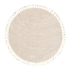 Round High Pile Rug - Lofty Fringe Cream/White