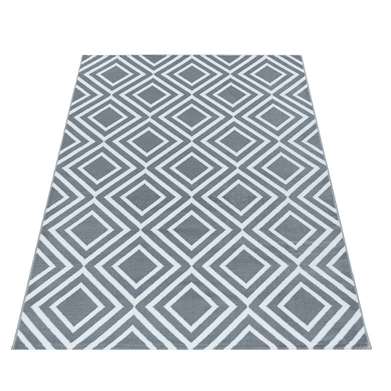Modern floor rug - Streaky Square Grey/White
