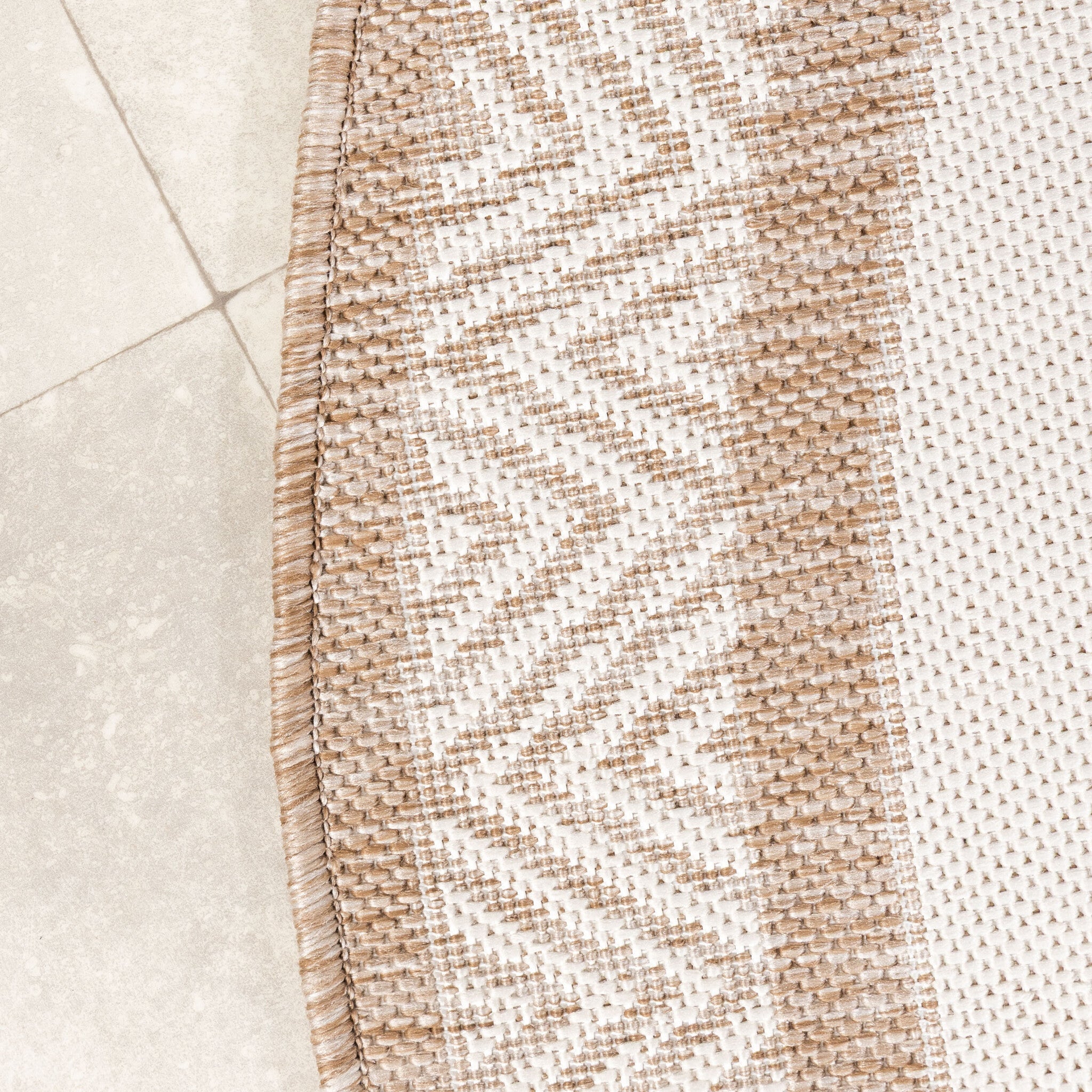 Round Jute Outdoor Rug – Nusa Medallion Beige/Cream