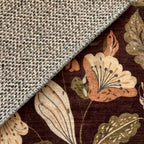 Round washable rug - Misty Flowers Brown