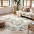 Round Vintage Rug - Spring Medallion Cream/Green