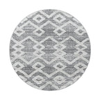 Round Scandinavian floor rug - Pitea Retro Grey/Cream