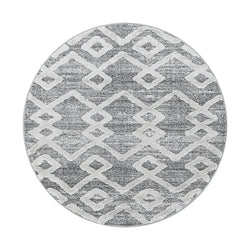 Round Scandinavian floor rug - Pitea Retro Grey/Cream