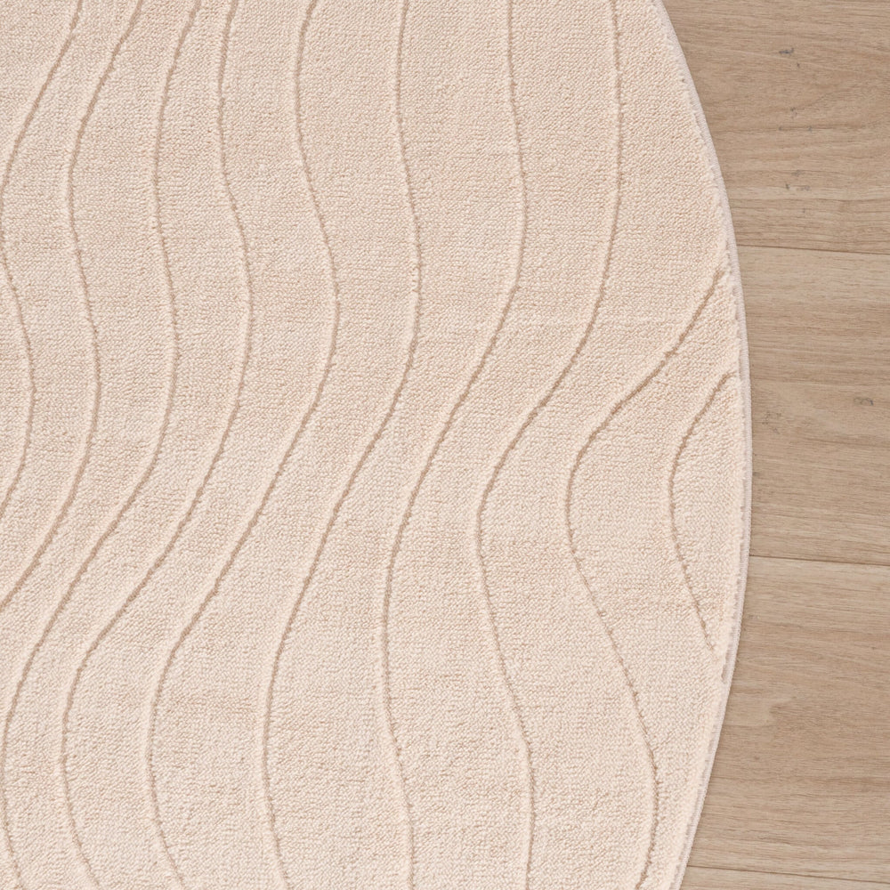 Round Scandinavian Rug - Charm Waves Beige