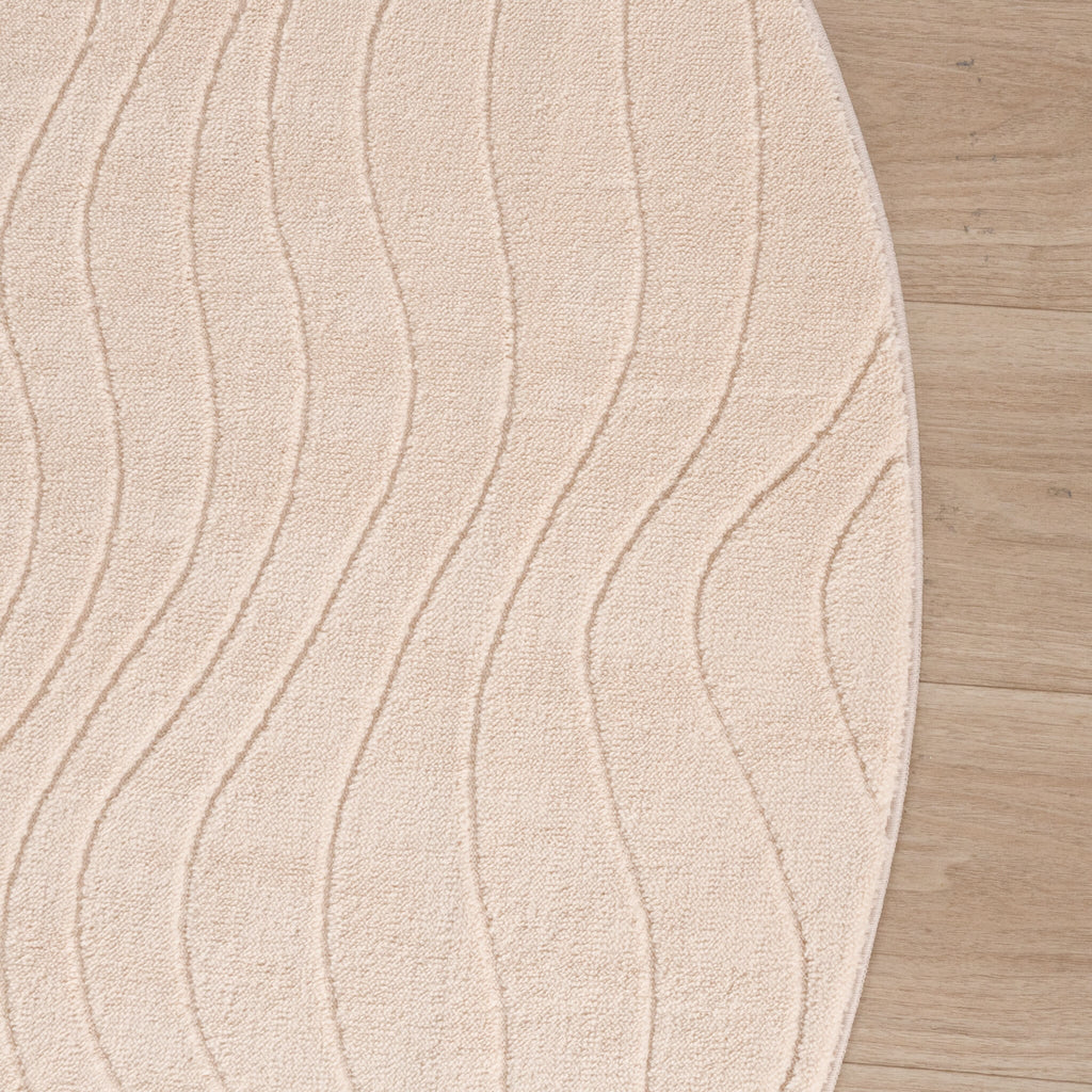 Round Scandinavian Rug - Charm Waves Beige