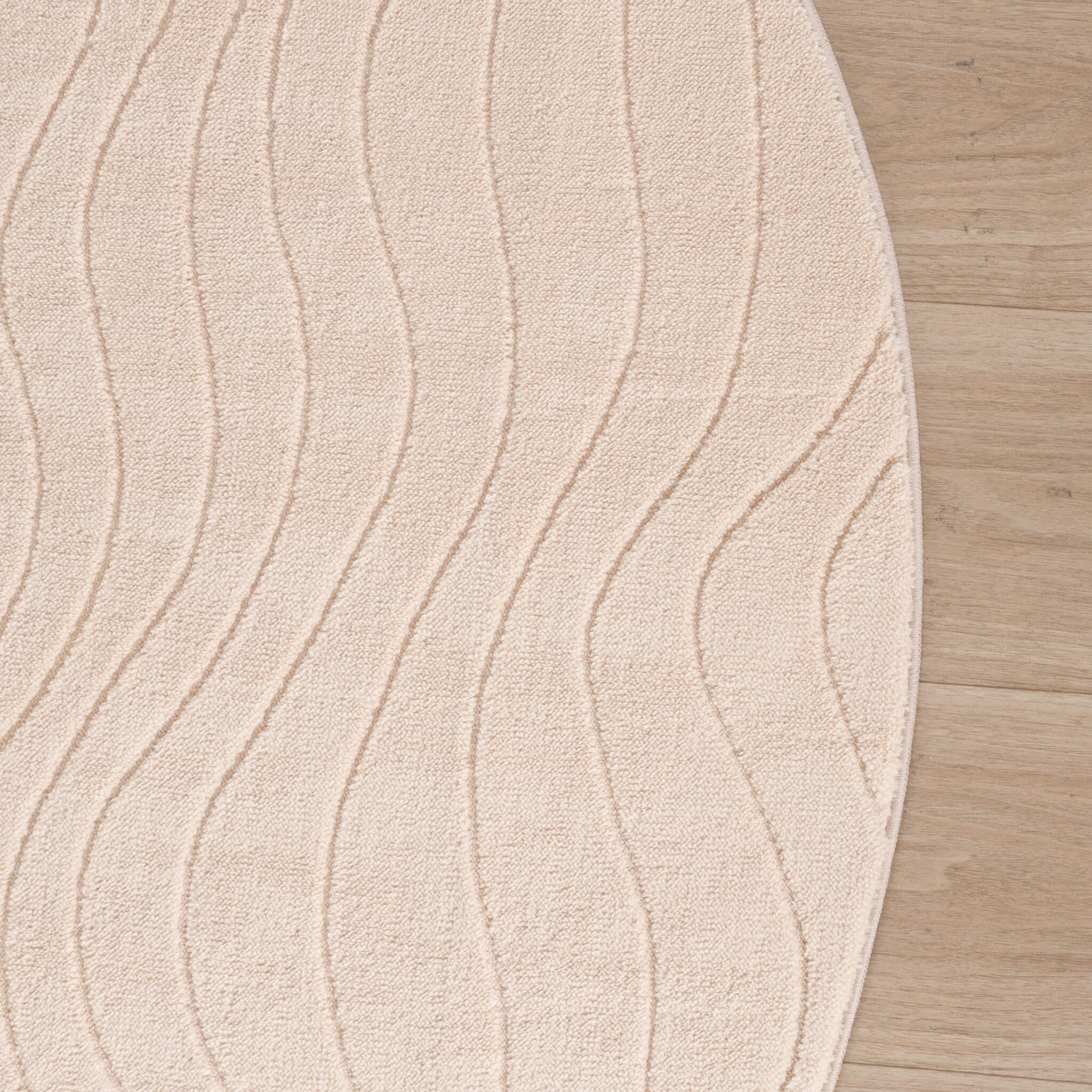 Round Scandinavian Rug - Charm Waves Beige
