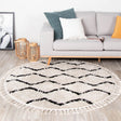 Round High-Pile Rug - Grand Wire Weave Cream/Black