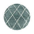 Round berber floor rug - Agadir Lines Blue/Cream