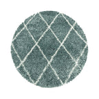 Round berber floor rug - Agadir Lines Blue/Cream