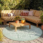 Round Outdoor Rug - Summer Oriental Green