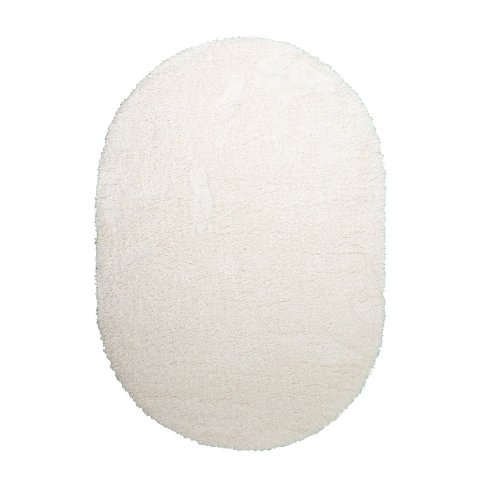Oval Shaggy Rug - Blaze Cream/White