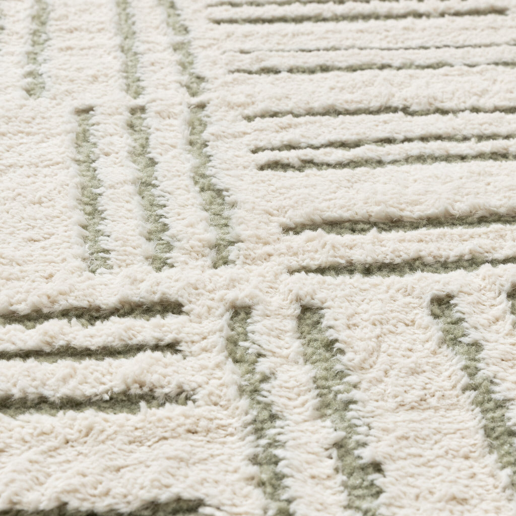 Scandinavian Rug - Yune Lines Cream/Green