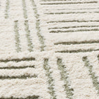 Scandinavian Rug - Yune Lines Cream/Green