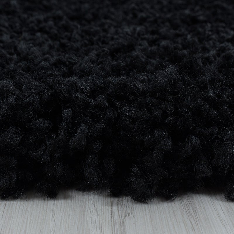 High-pile floor rug - Softy Black