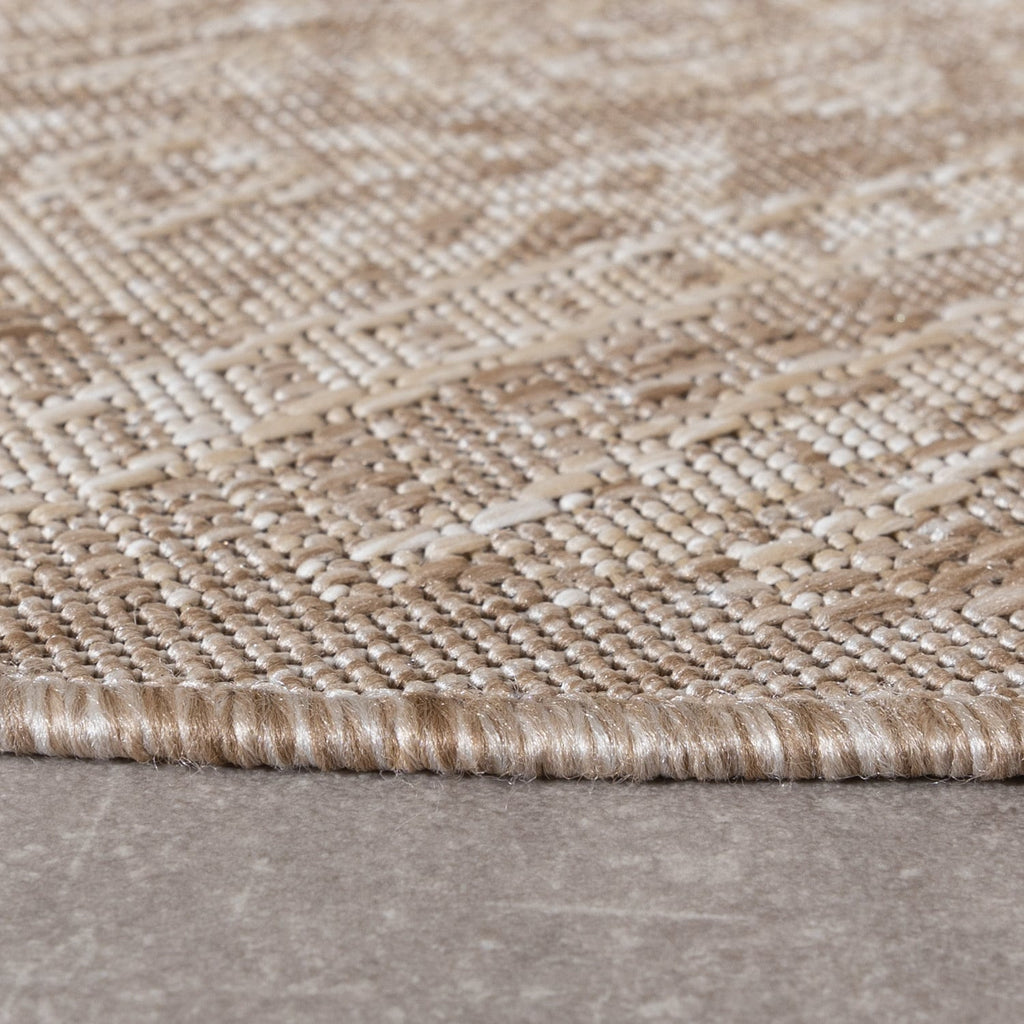 Round Jute Outdoor Rug - Atlas Aztec Brown/Cream