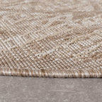 Round Jute Outdoor Rug - Atlas Aztec Brown/Cream