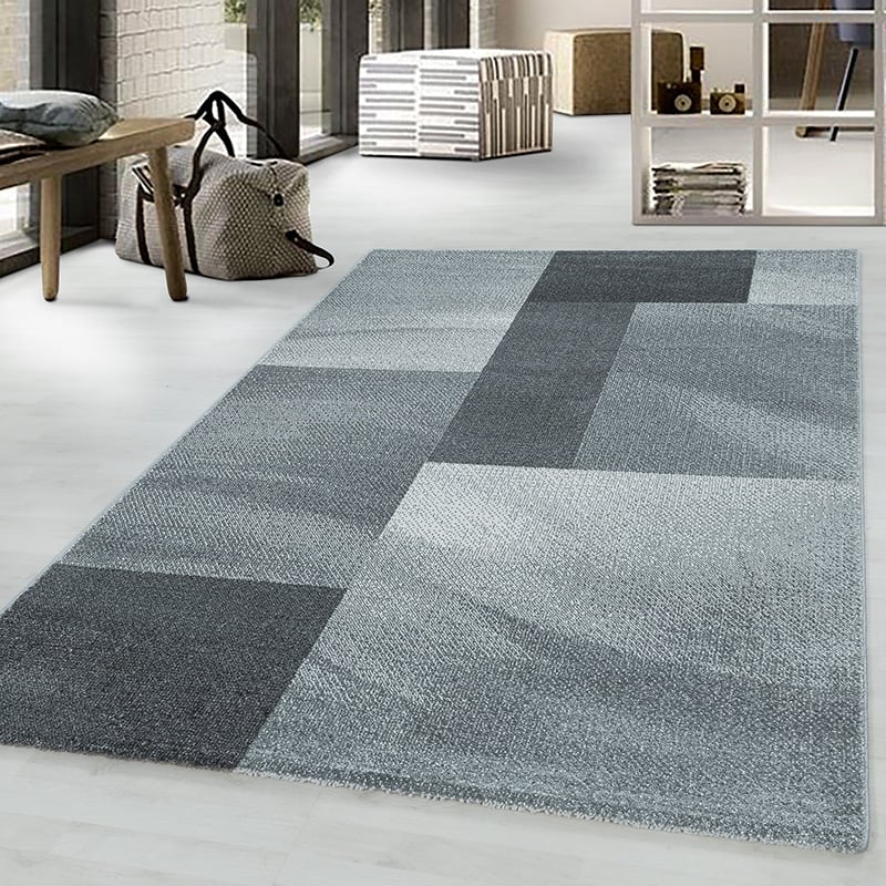 Retro Rug - Stencil Rectangles Grey/Anthracite