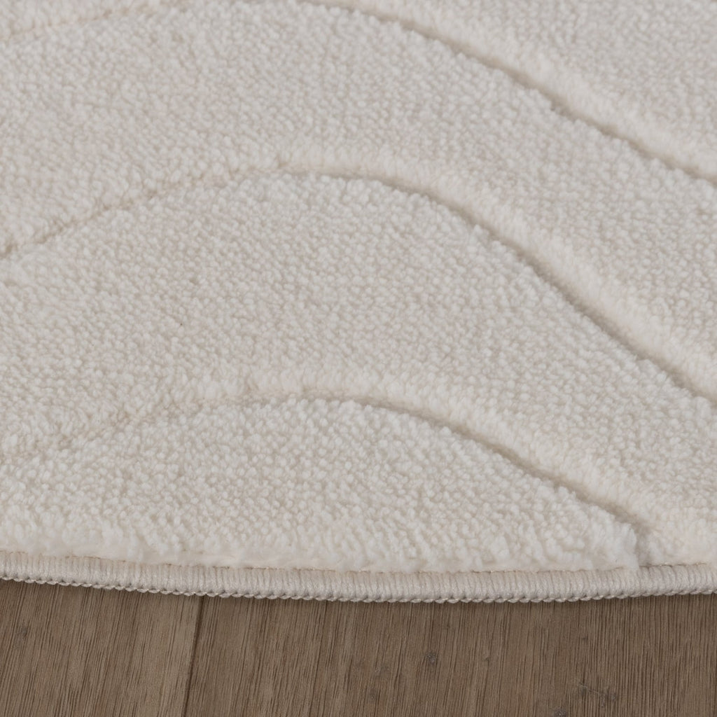 Round Scandinavian Rug - Charm Waves White