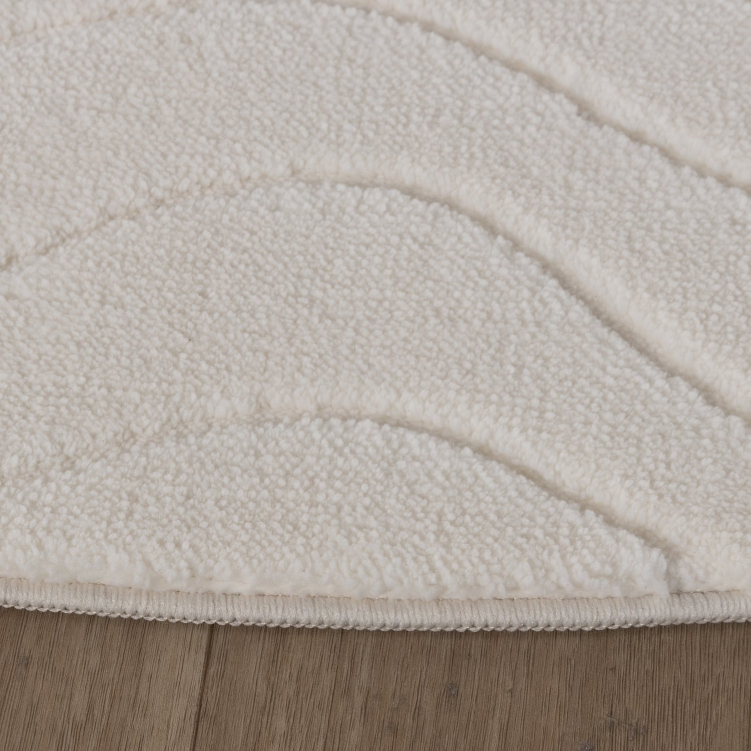 Round Scandinavian Rug - Charm Waves White