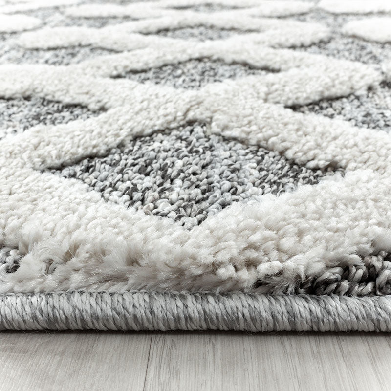Round Scandinavian Floor Rug - Pitea Knot Grey/Cream