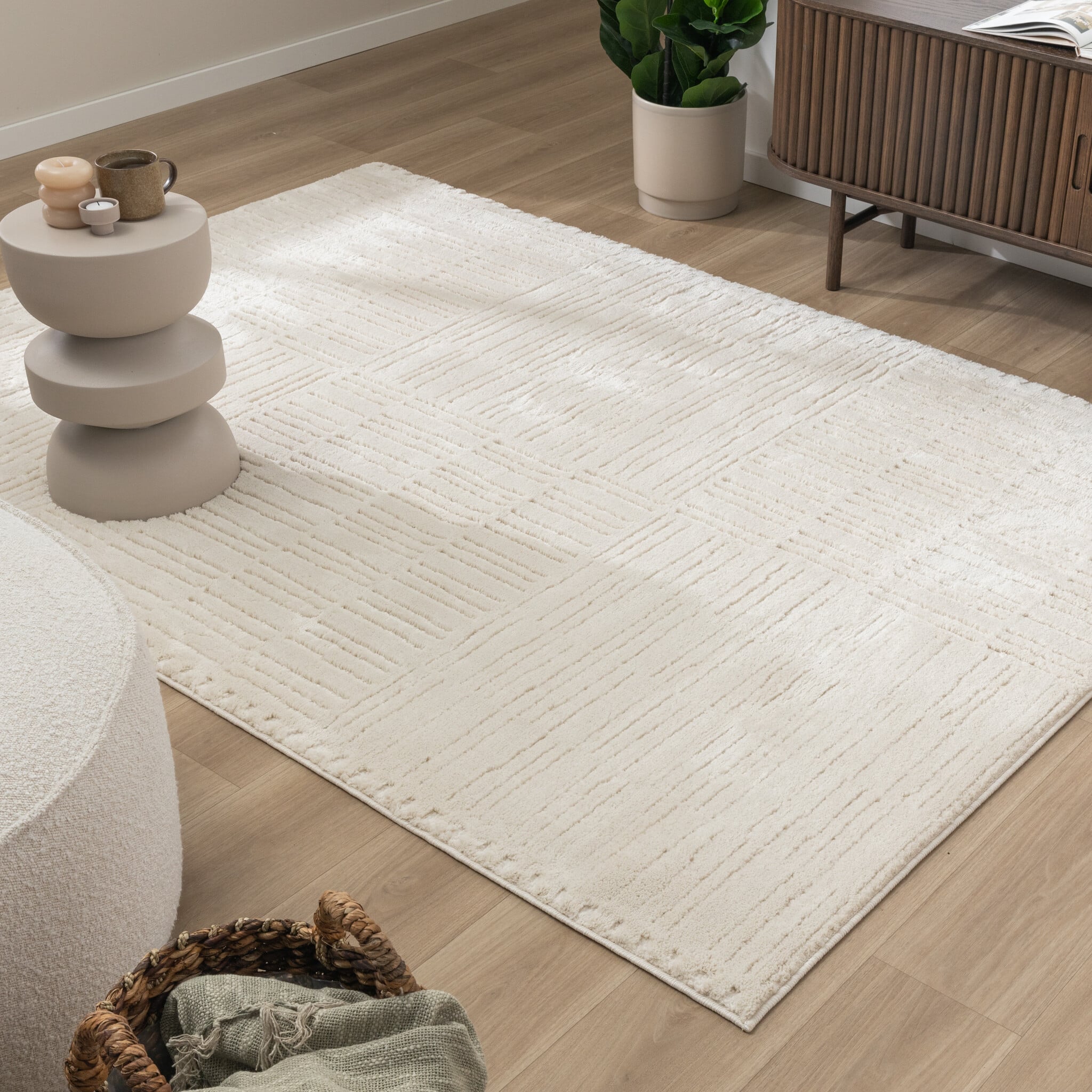 Scandinavian Rug - Yune Lines Cream
