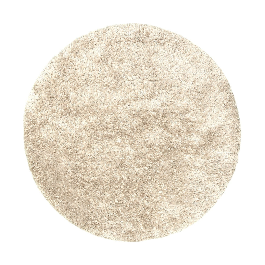 Round Shaggy Rug - Grace White