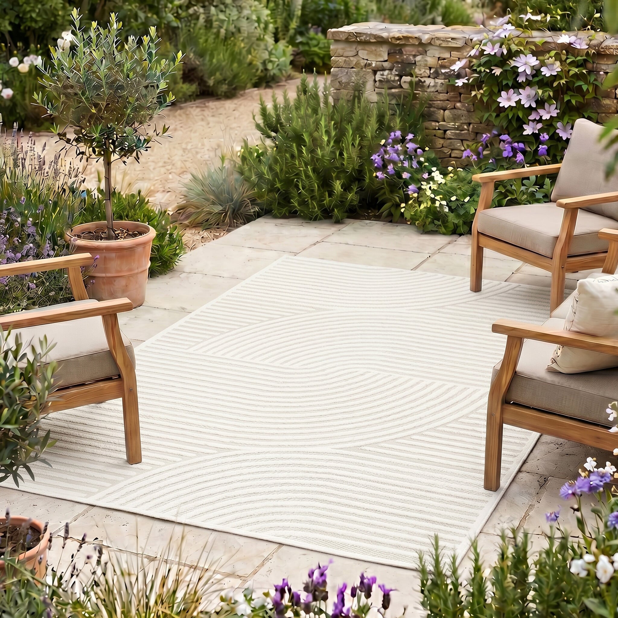 Modern Rug - Nori Curves White