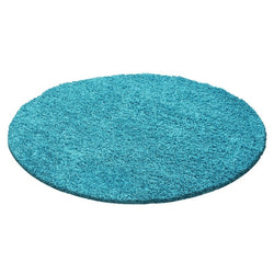 Round High-Pile Floor Rug - Life Turquoise