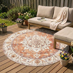 Round Vintage Outdoor Rug - Santo Medallion Terra