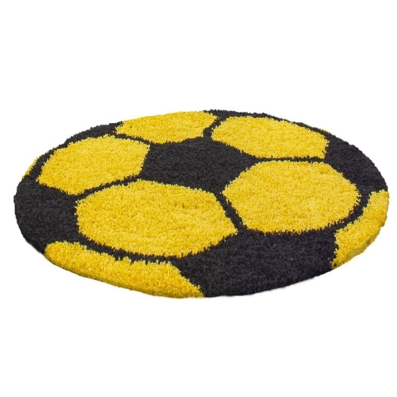 Round High-Pile Floor Rug - Fun Yellow