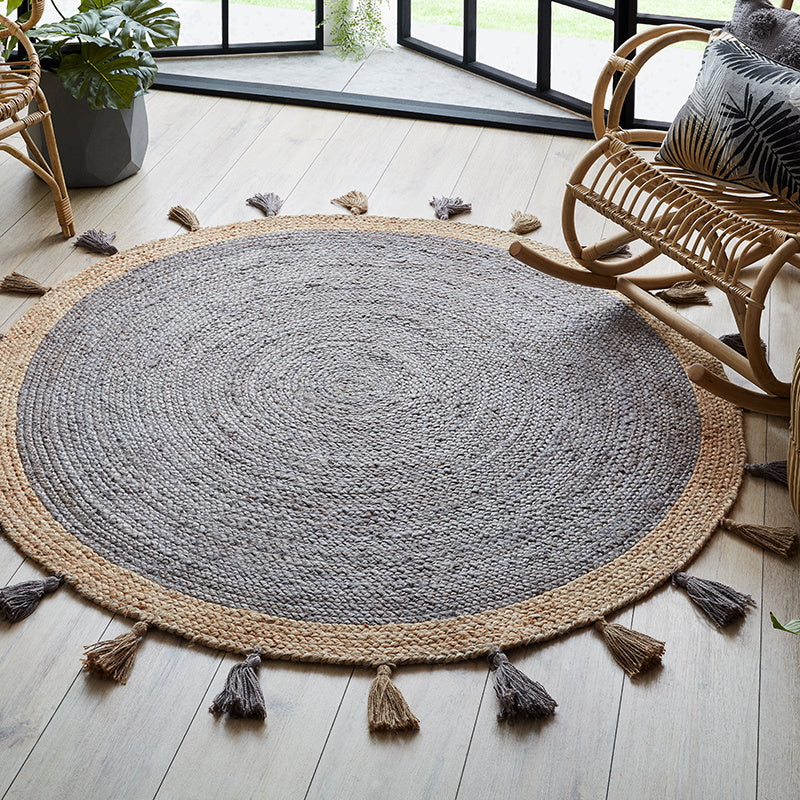 Round jute floor rug - Lunaro Grey/Natural