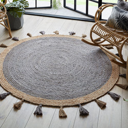 Round jute floor rug - Lunaro Grey/Natural
