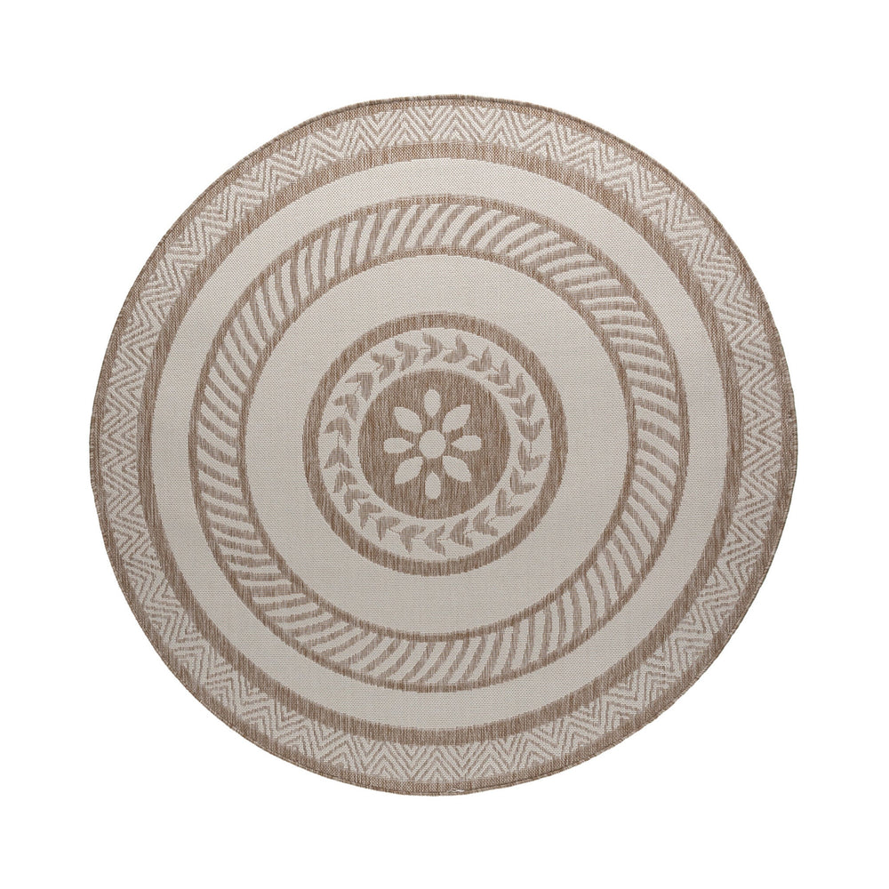 Round Jute Outdoor Rug – Nusa Medallion Beige/Cream