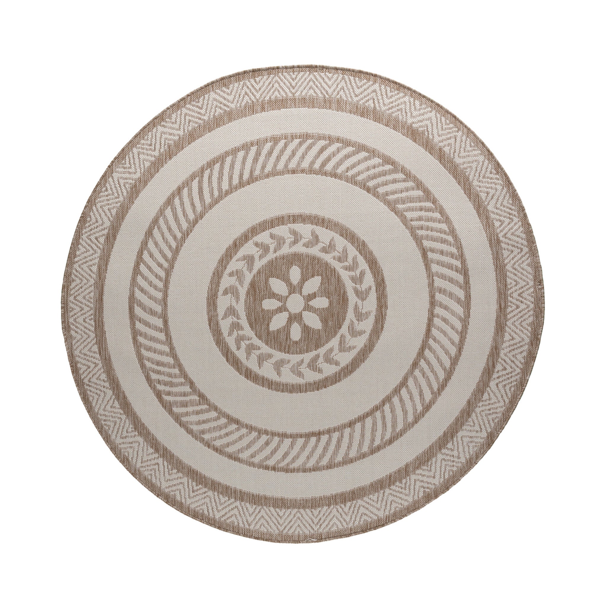 Round Jute Outdoor Rug – Nusa Medallion Beige/Cream