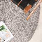 Round Outdoor Rug - Summer Azteca Light Grey