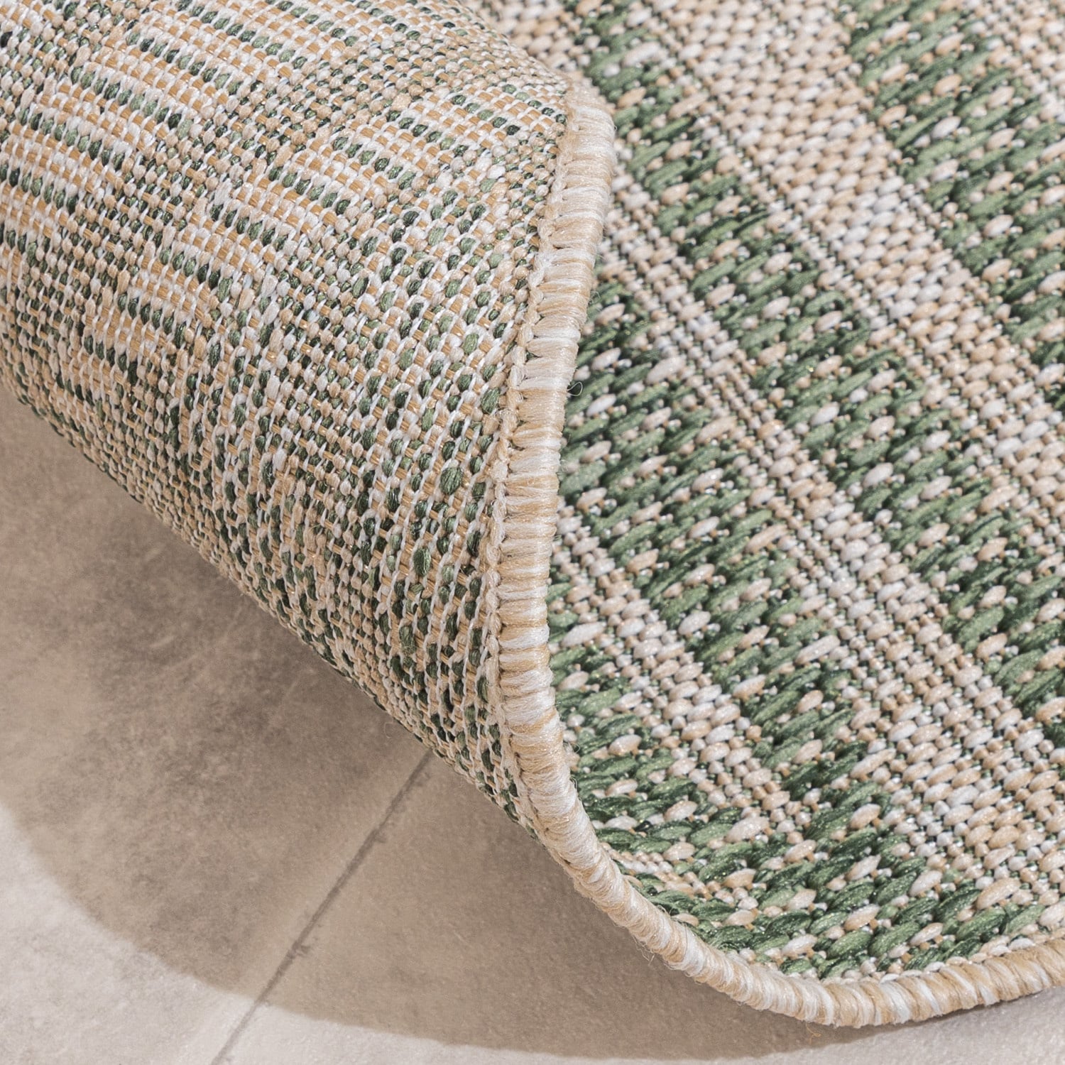 Round Outdoor Rug - Tiga Edge Green