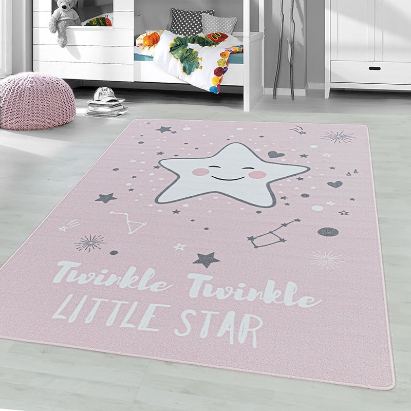 Children's floor rug - Pleun Star Pink