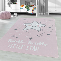 Children's floor rug - Pleun Star Pink