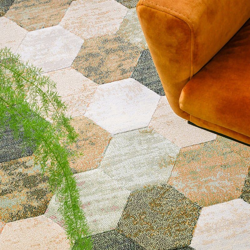 Round modern floor rug - Amado Green 6444