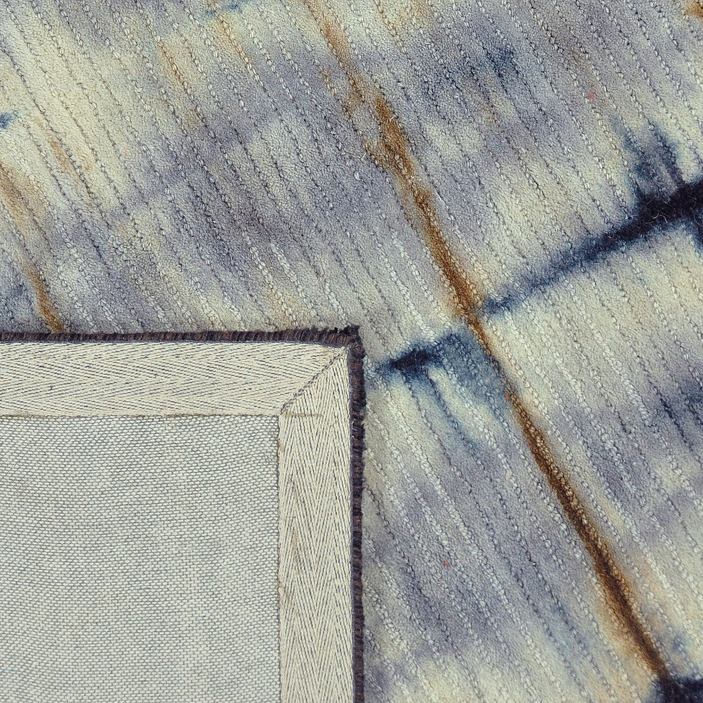 Wool floor rug - Tiphaine Blue/Ochre Yellow