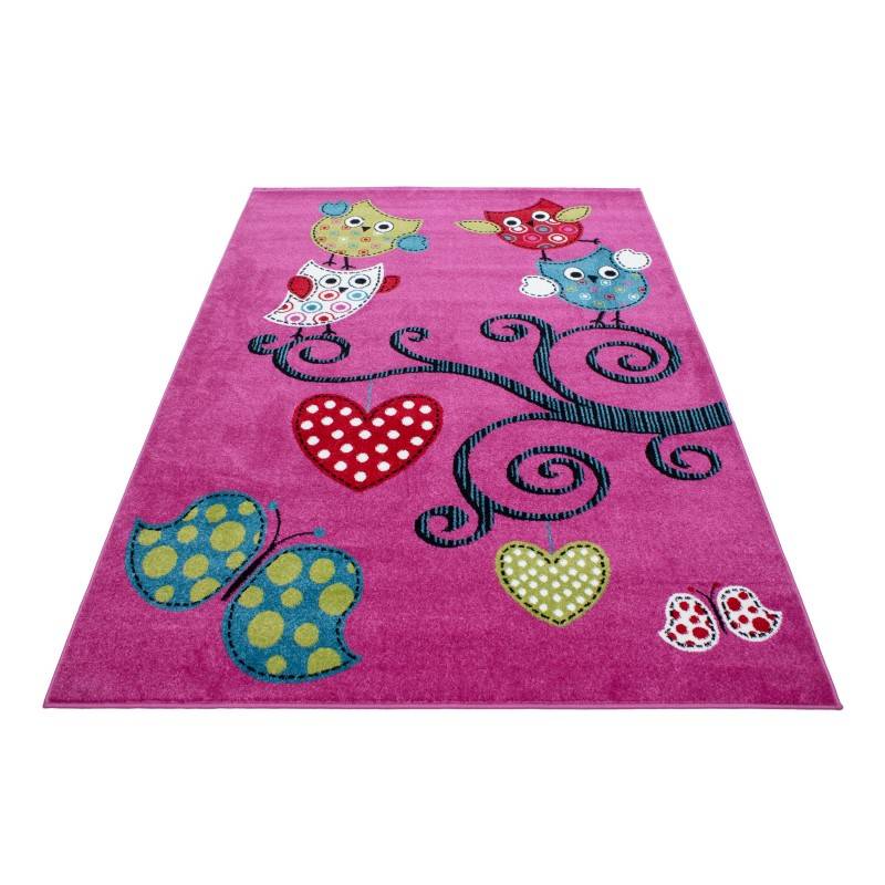 Children's floor rug - Mila Owls Lilac