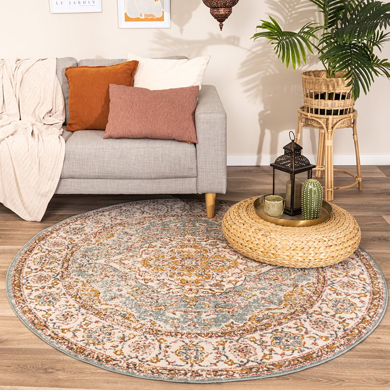Round Vintage Rug - Thirza Medallion Light Blue/Multicolour