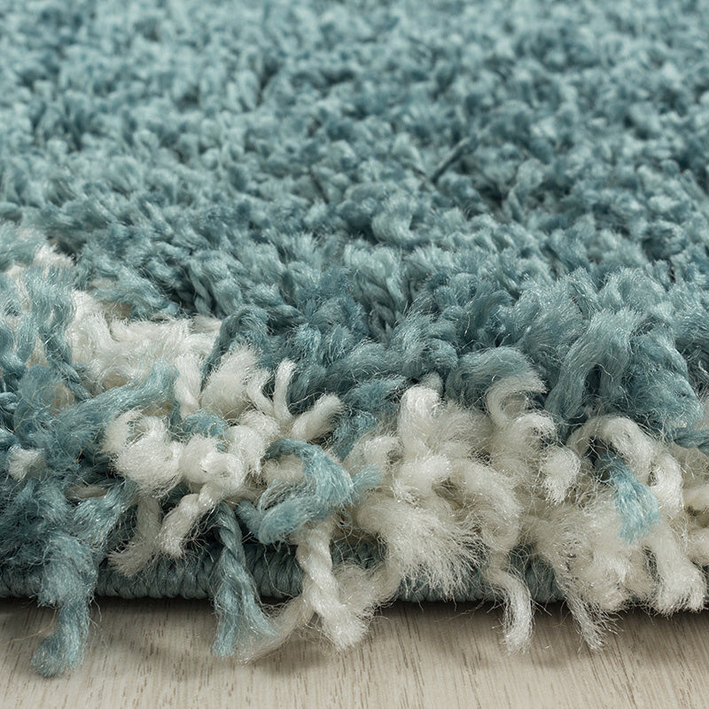 Round Berber Floor Rug - Agadir Circle Blue/Cream