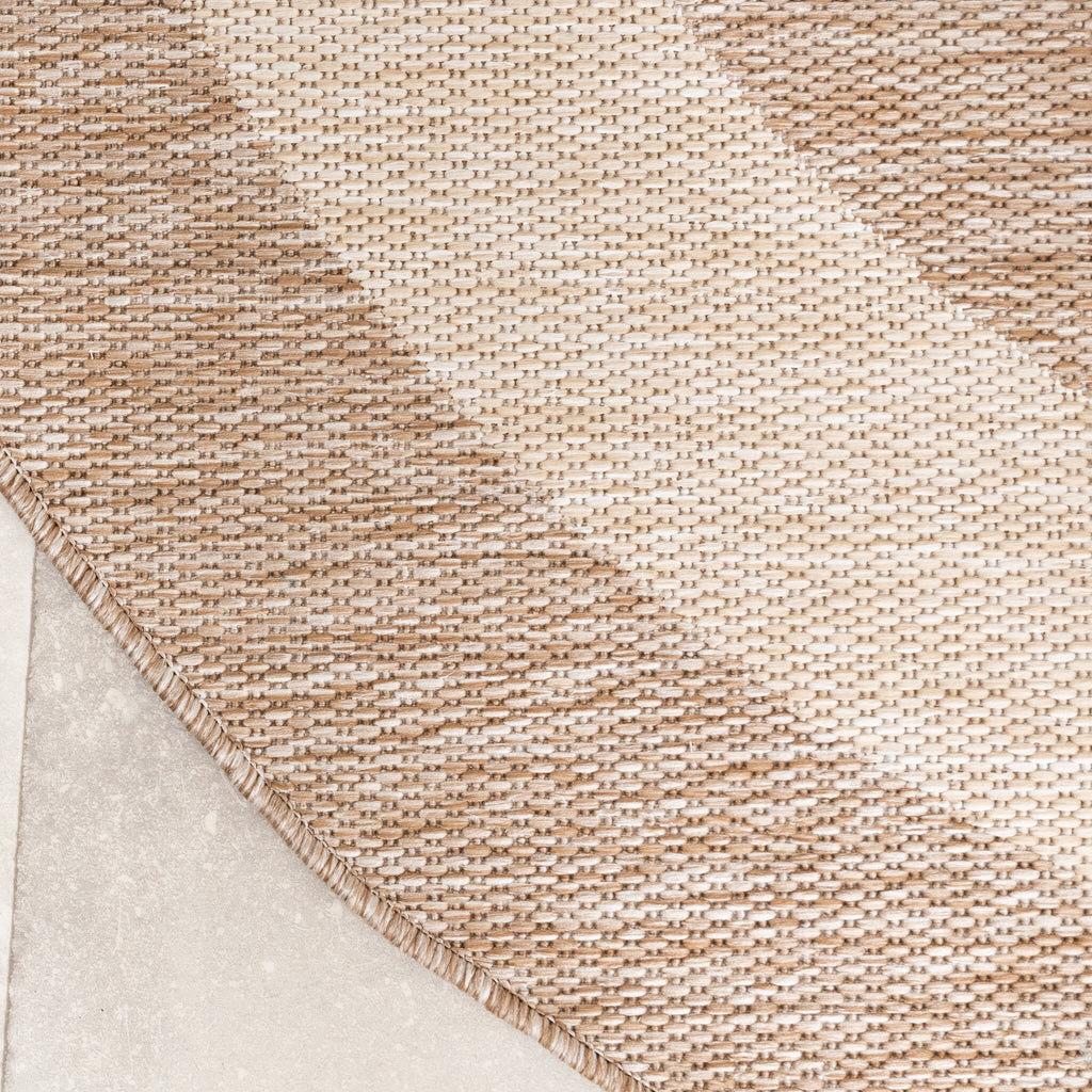 Round Indoor & Outdoor Rug - Sierra Border Beige/Cream