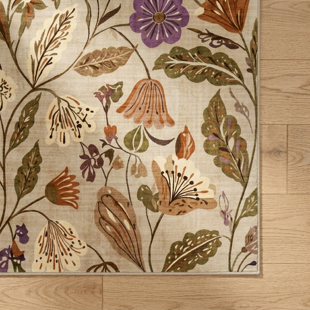 Washable rug – Misty Flowers Cream