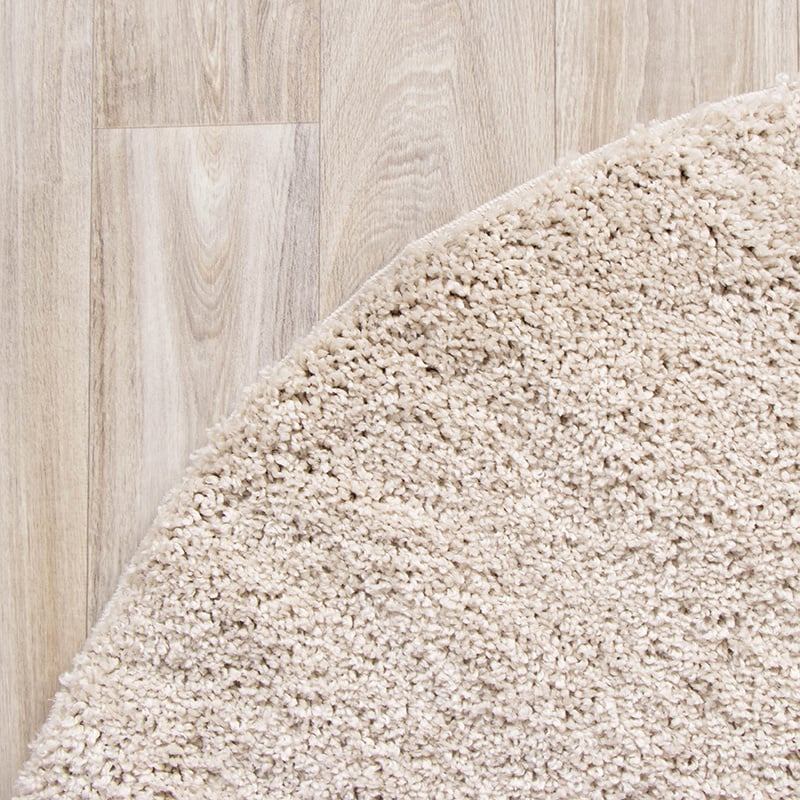 Round High Pile Rug - Lofty Cream/White