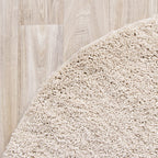 Round High Pile Rug - Lofty Cream/White